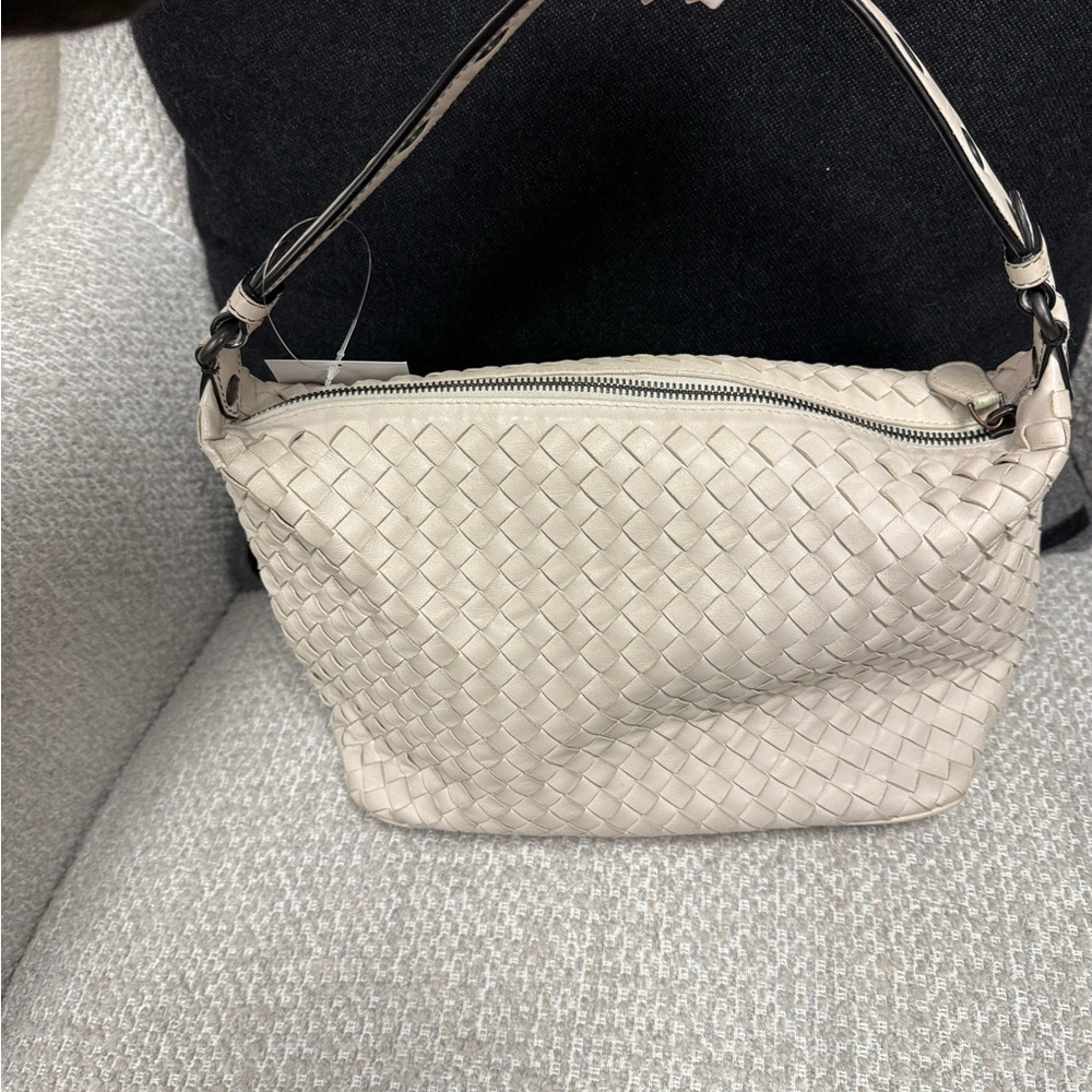 Bottega Veneta Ivory Woven Shoulder Bag